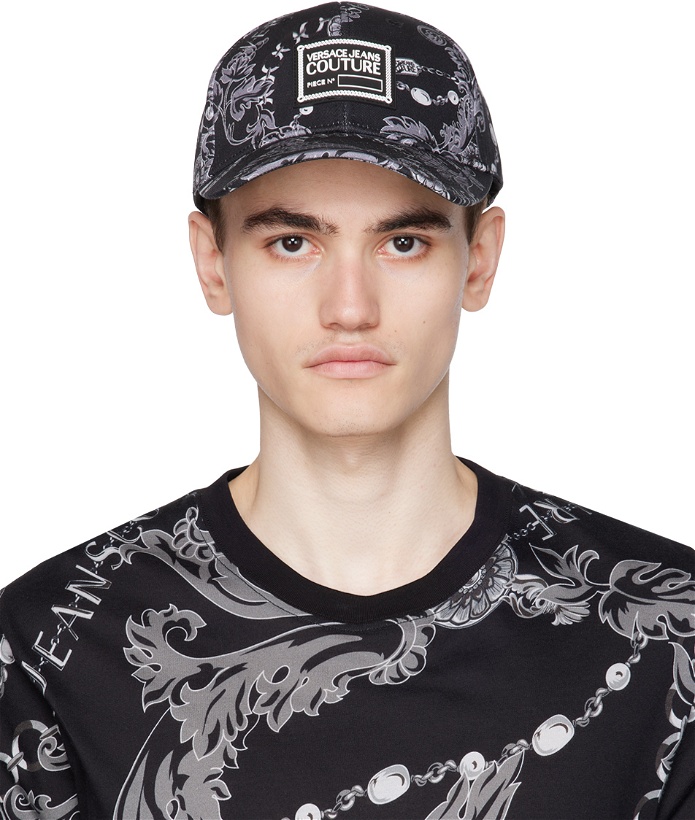 Photo: Versace Jeans Couture Black & Gray Printed Chain Cap