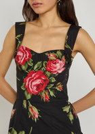 Dolce & Gabbana Floral-print Cotton-poplin Mini Dress Black