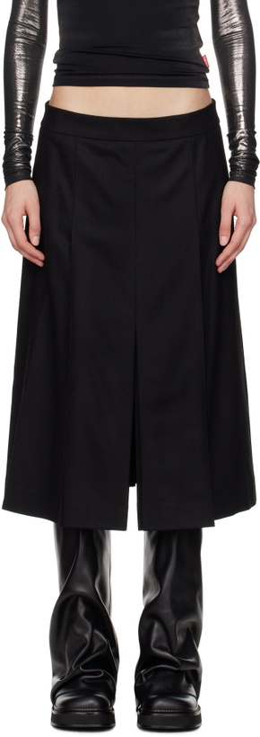 Photo: Juun.J Black Flannel Hidden Pleated Midi Skirt