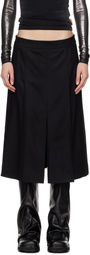 Juun.J Black Flannel Hidden Pleated Midi Skirt