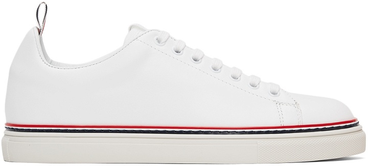 Photo: Thom Browne White Leather Tennis Sneakers