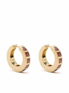 Tom Wood Gold-Plated Arch Square Garnet Hoop Earrings