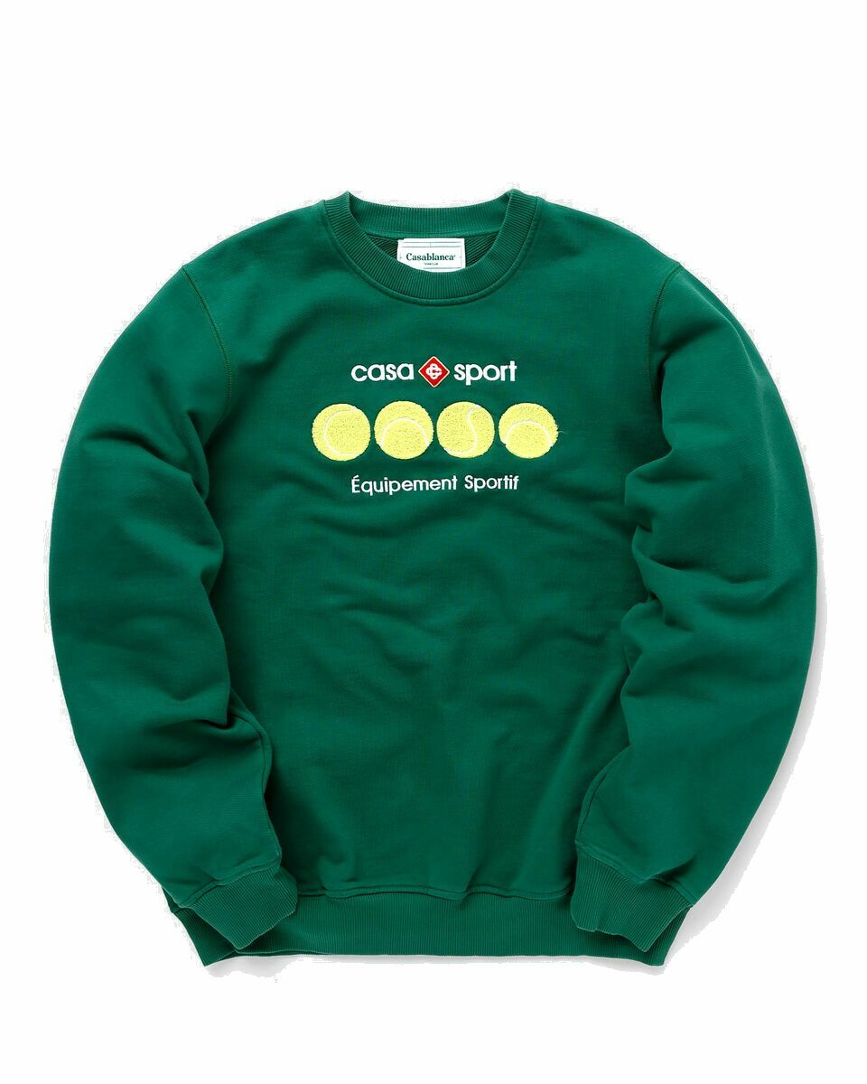 Photo: Casablanca Casa Sport Tennis Balls Chenille Embroidered Sweat Green - Mens - Sweatshirts
