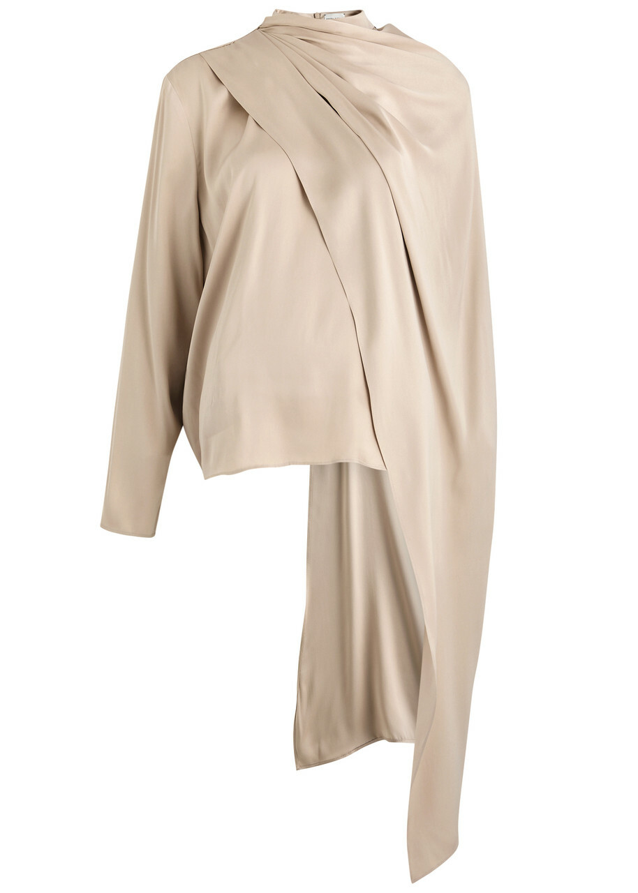 Magda Butrym Cape-effect Silk Blouse Beige