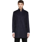 Han Kjobenhavn Navy Pinstripe Banker Coat