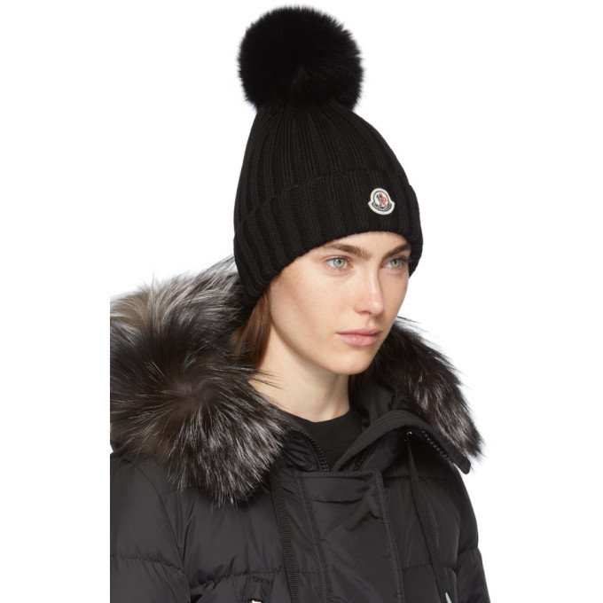 Moncler Black Pom Pom Beanie Moncler