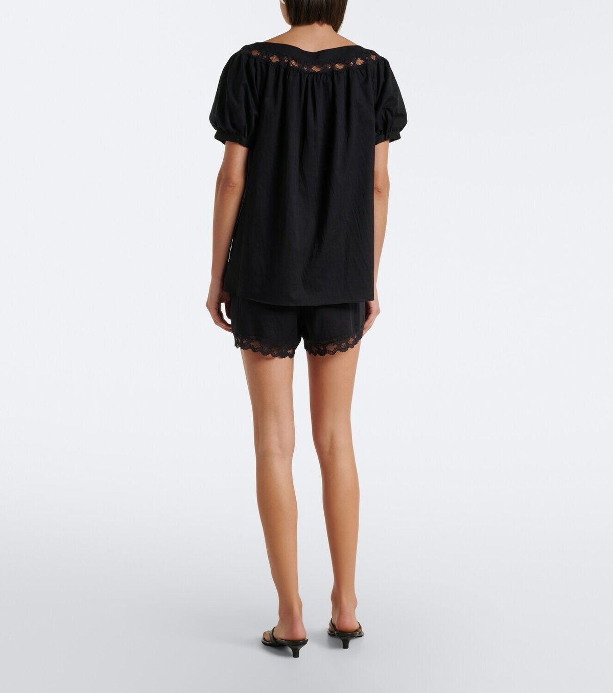 Posse Marilyn lace-trimmed cotton shorts