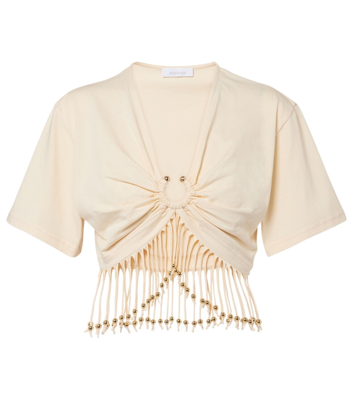 Photo: Rabanne Embellished cotton jersey crop top