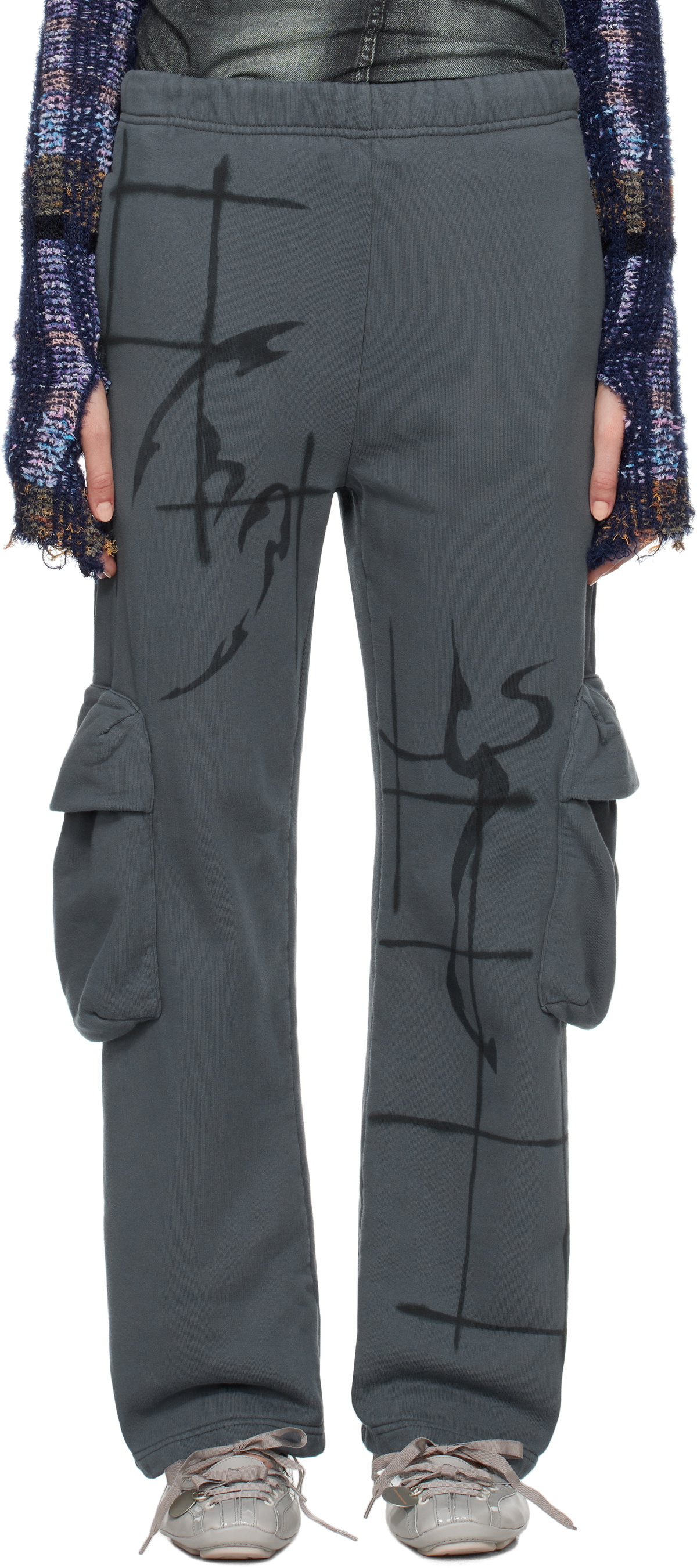 Collina Strada Gunmetal & Black Cargo Sweatpants