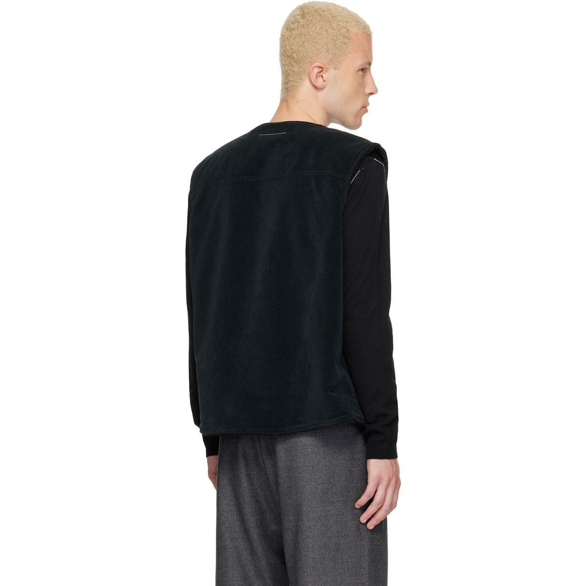 MM6 Maison Margiela Black Faux-Suede Vest