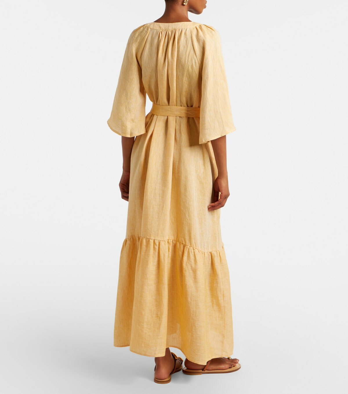 Eres Audacieuse belted linen midi dress