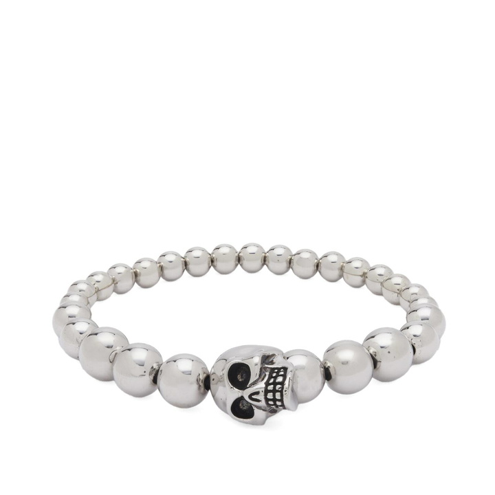 Photo: Alexander McQueen Men's Skull Bead Bracelet in Antique Silver 
