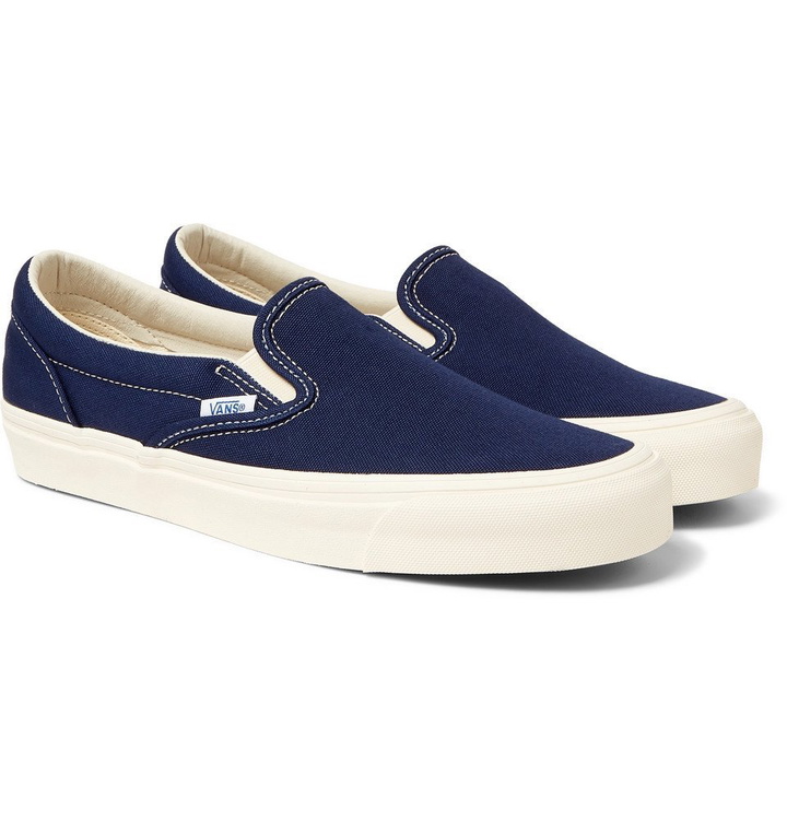 Photo: Vans - OG Classic LX Canvas Slip-On Sneakers - Blue