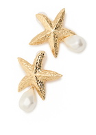 Self-portrait Mottled Gold Sea Star Pearl Gold-plated Drop Earrings - One Size