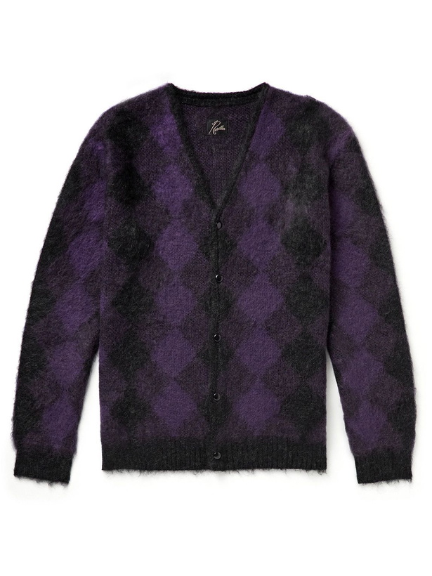 Photo: Needles - Argyle-Jacquard Mohair-Blend Cardigan - Purple