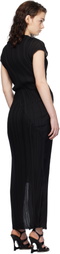 Lanvin Black Asymmetrical Pleated Maxi Dress