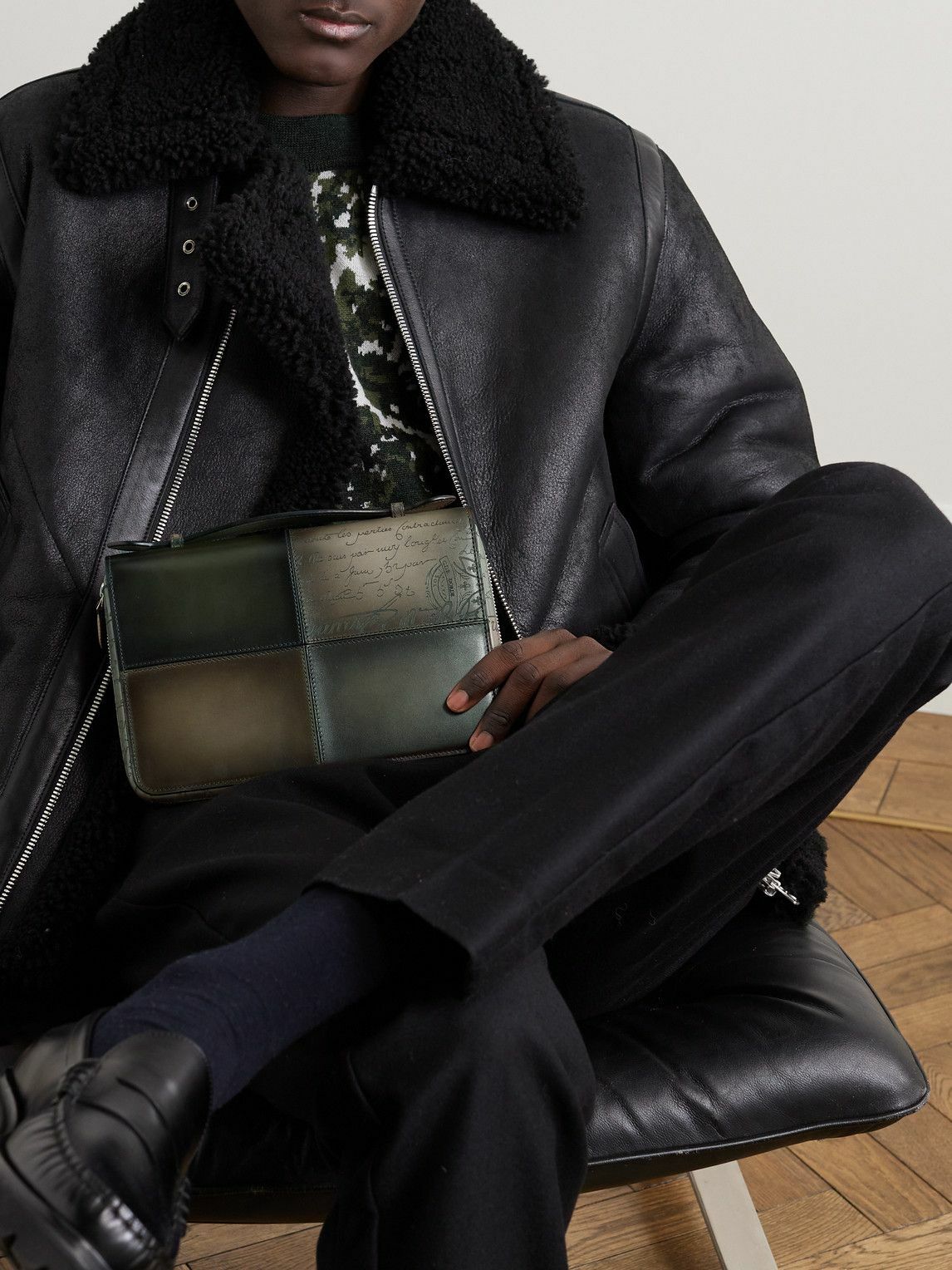 Berluti - Itauba Scritto Panelled Venezia Leather Pouch Berluti Berluti - Itauba Scritto Panelled Venezia Leather Pouch Berluti
