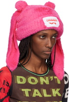 Charles Jeffrey LOVERBOY Pink Fluffy Chunky Rabbit Beanie