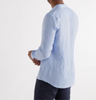 Hugo Boss - Jordi Slim-Fit Grandad-Collar Slub Linen Shirt - Blue