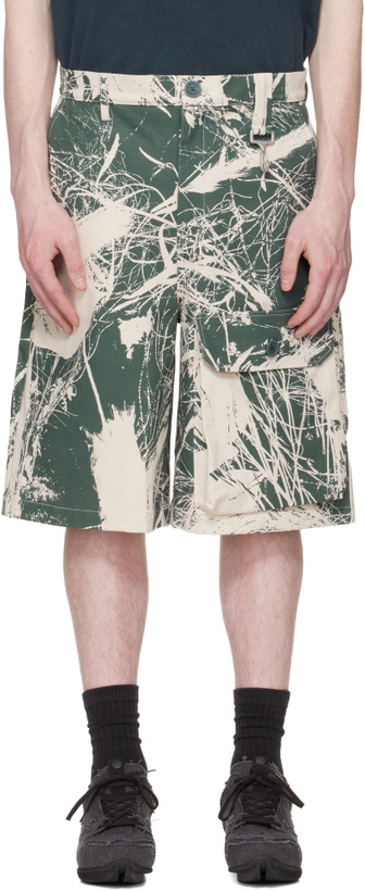 Photo: Reese Cooper Khaki & Off-White Duck Canvas Patch Pocket Cargo Shorts