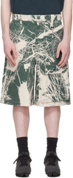 Reese Cooper Khaki & Off-White Duck Canvas Patch Pocket Cargo Shorts