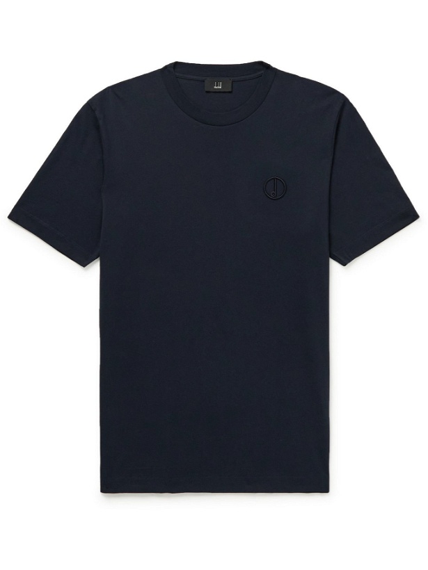Photo: DUNHILL - Logo-Embroidered Cotton-Jersey T-Shirt - Blue
