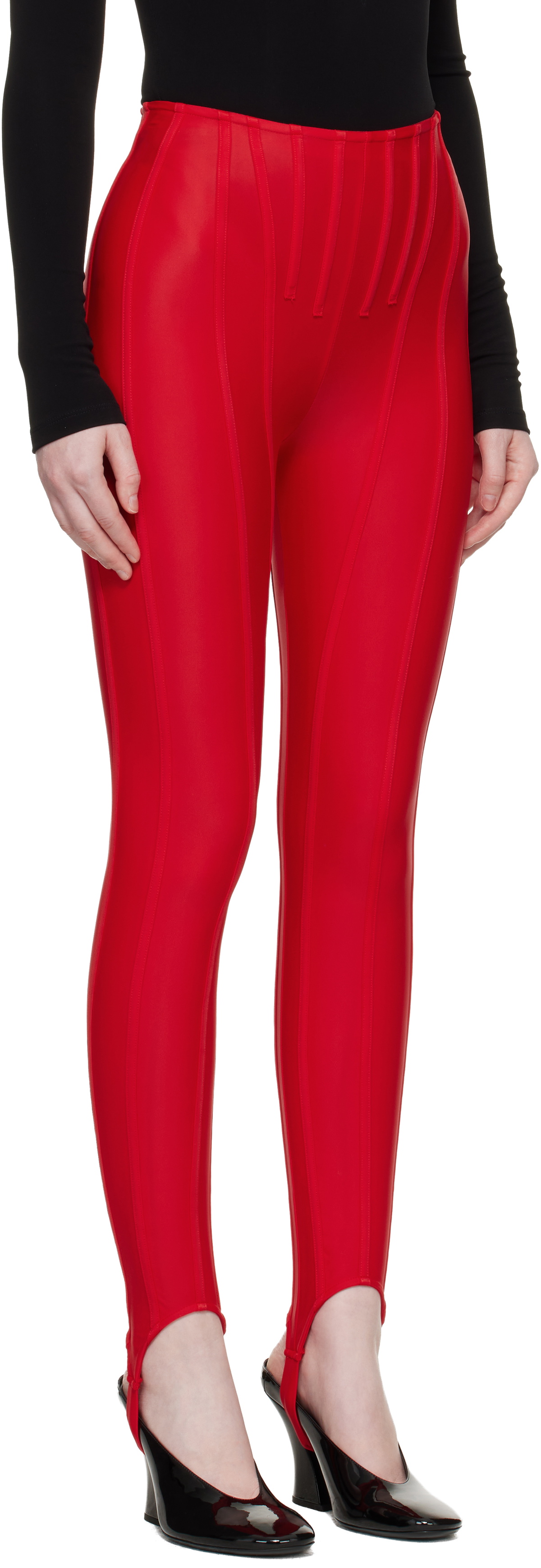 Mugler SSENSE Exclusive Red Corseted Leggings