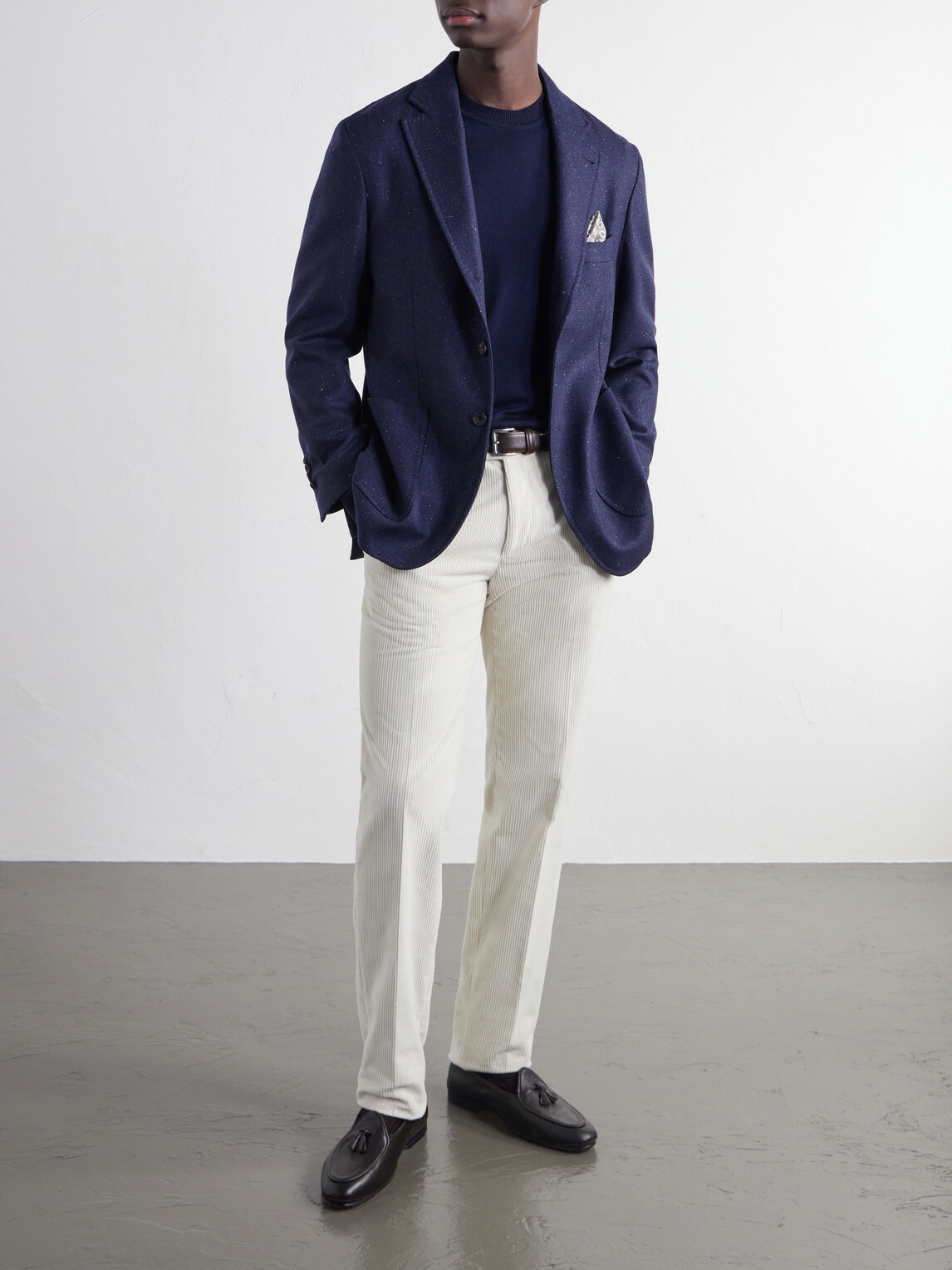 Rubinacci - Darted Flecked Wool-Herringbone Suit Jacket - Blue