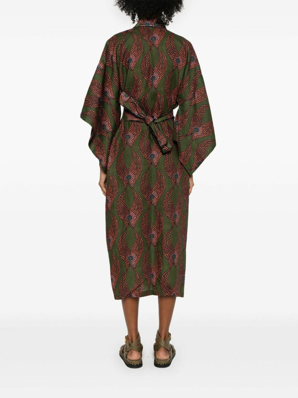 Maison La Plage Green Ravello Belted Linen Dress