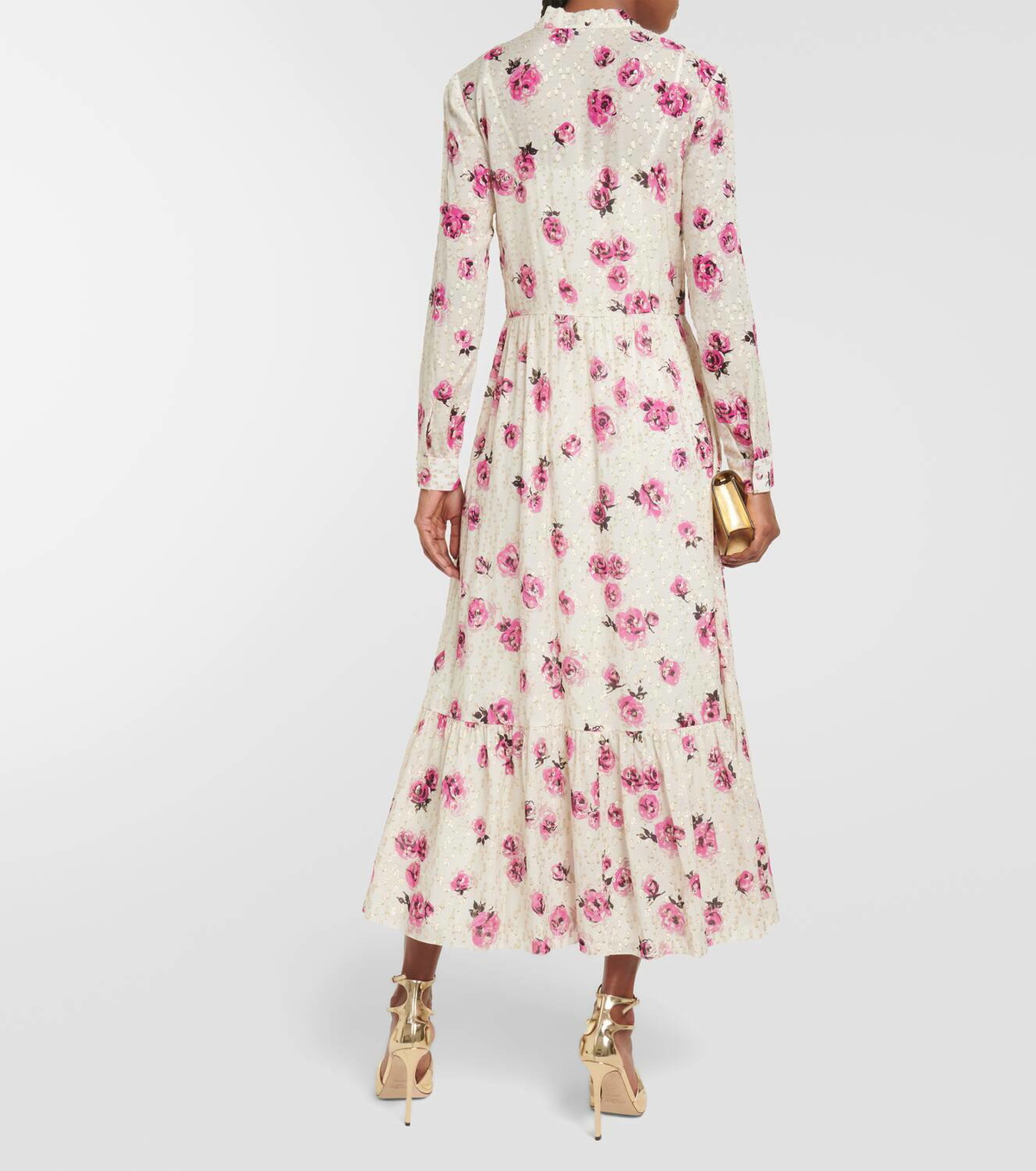REDValentino Floral tie-neck lamé maxi dress RED Valentino