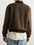 Small Talk - Reversible Fleece and Crinkled-Gabardine Bomber Jacket - Brown