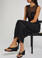 Alaïa Cube 75 Satin Thong Wedge Mules Black