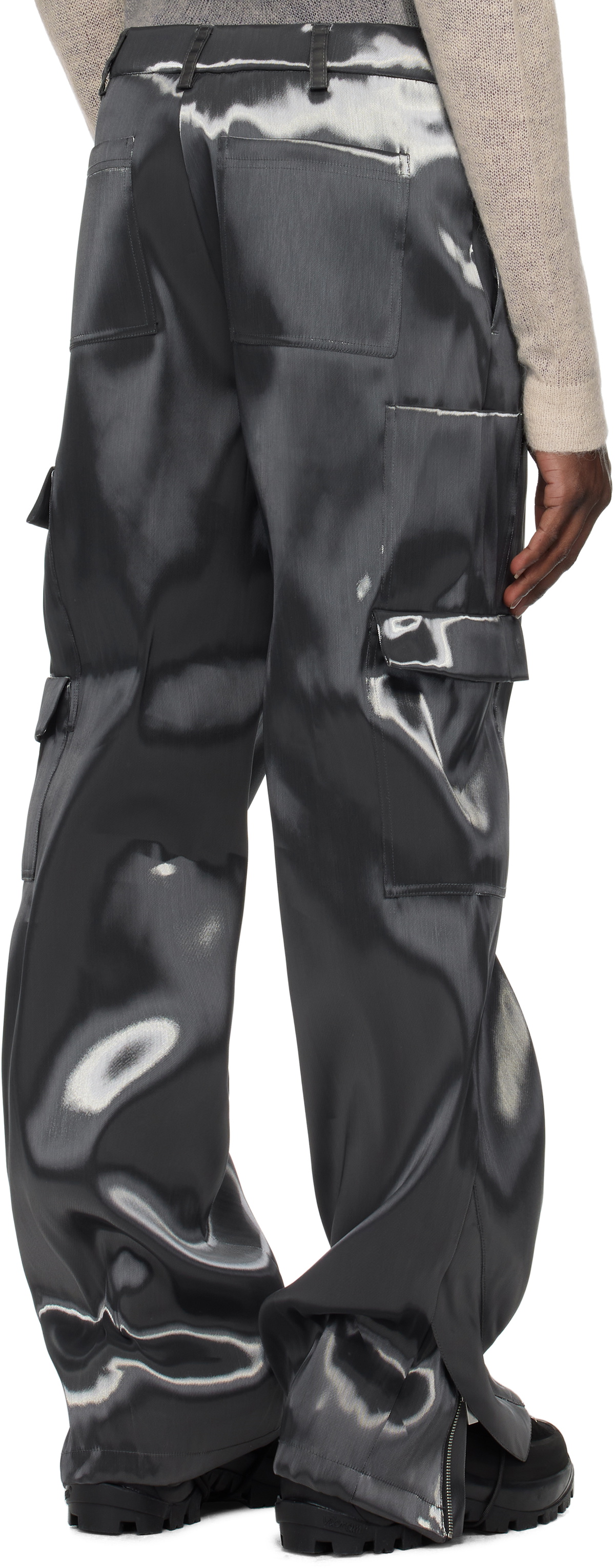 HELIOT EMIL Gray Liquid Metal Cargo Pants