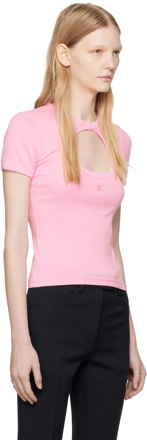 Courrèges Pink Circle Contrast T-Shirt Courreges