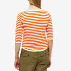 Beams Boy Women's 3/4 Sleeve Stripe T-Shirt in Orange/White