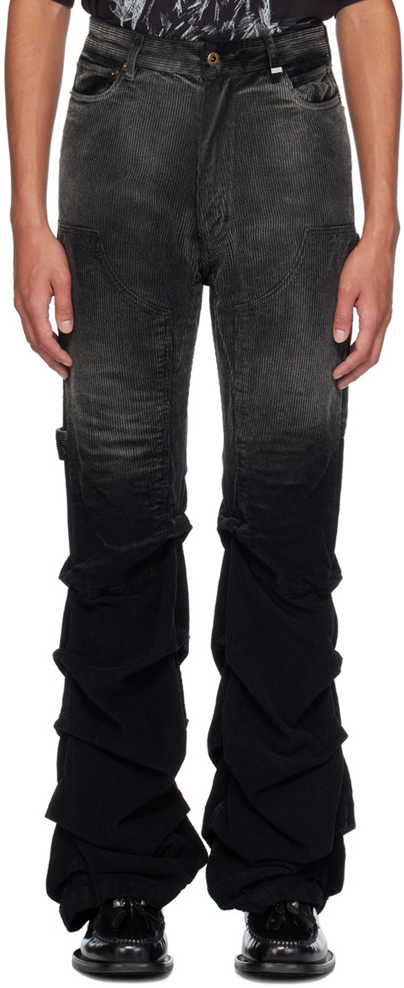 We11done Black Washed Wrinkled Trousers We11done