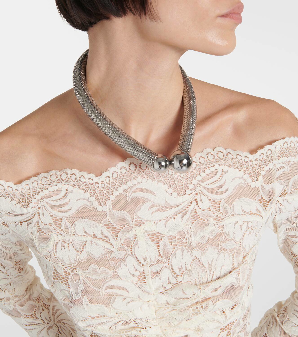 Collier Long Métal Argenté Style Paco Rabanne - Collier Pixel écharpe Neuf Sans Emballage