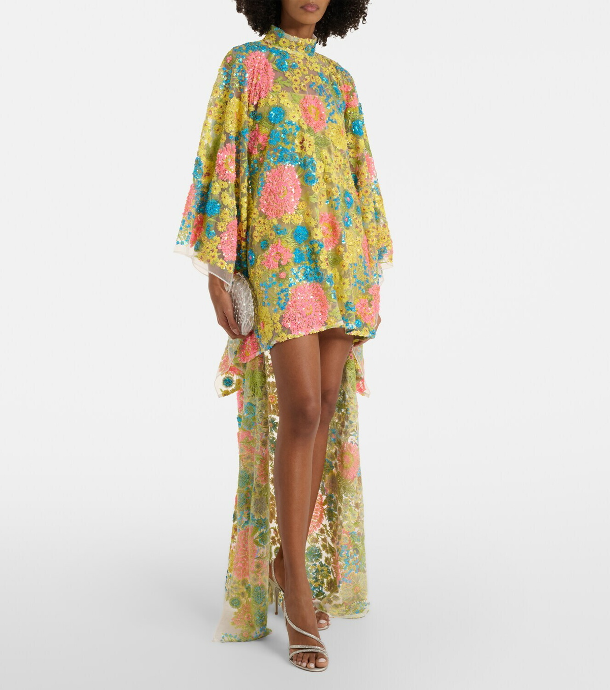 Taller Marmo Graham floral sequined asymmetric kaftan