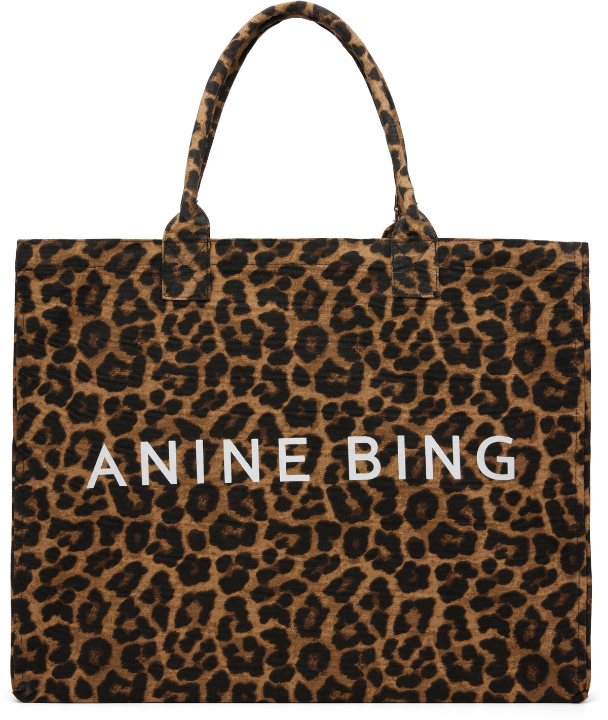 ANINE BING Black & Tan Leo Tote