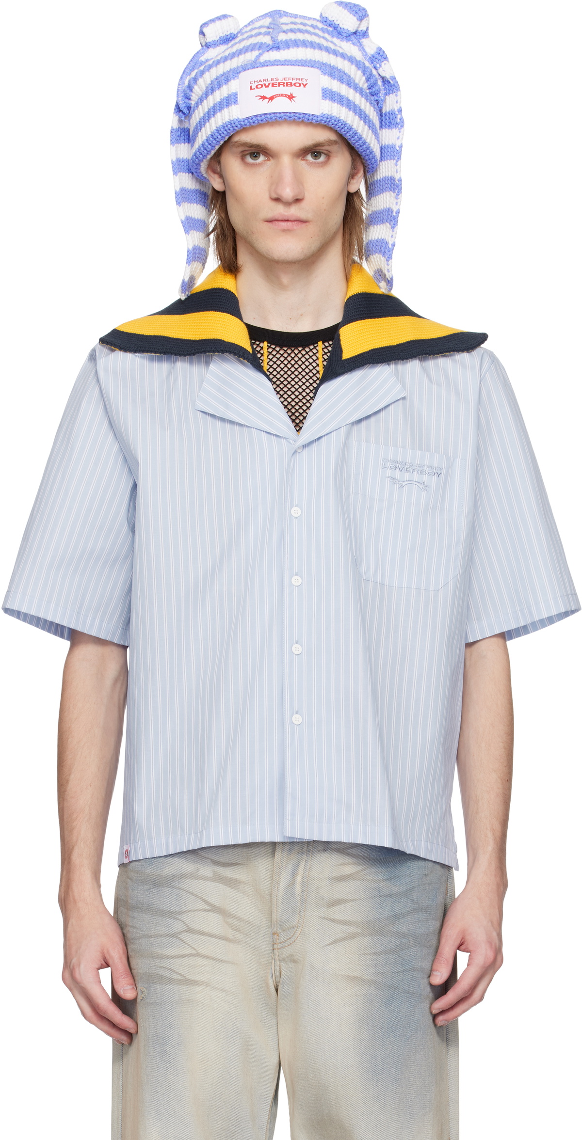 Charles Jeffrey LOVERBOY Blue Knitted Pyjama Shirt Charles Jeffrey