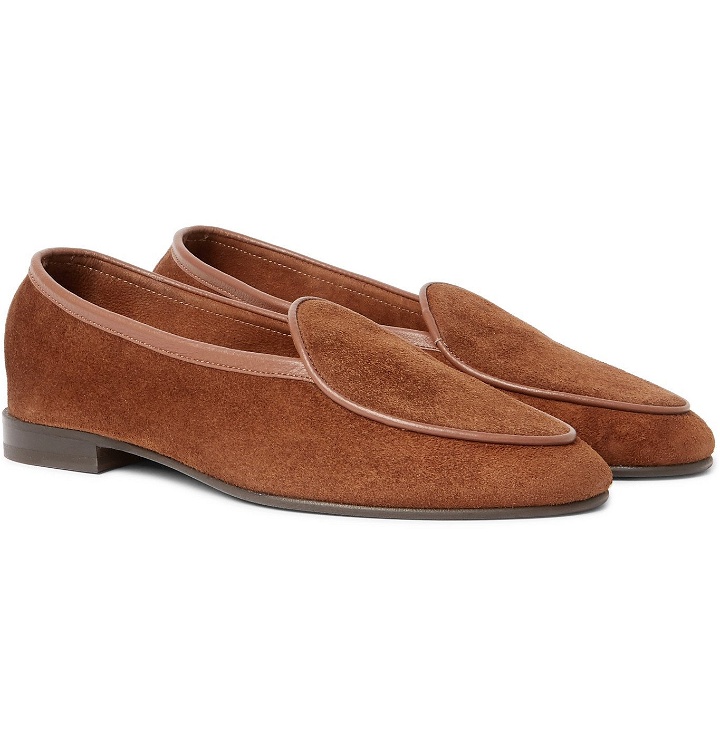 Photo: George Cleverley - Hampton Leather-Trimmed Suede Loafers - Brown