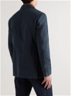 MAN 1924 - Kennedy Unstructured Double-Breasted Cotton and Linen-Blend Twill Blazer - Blue