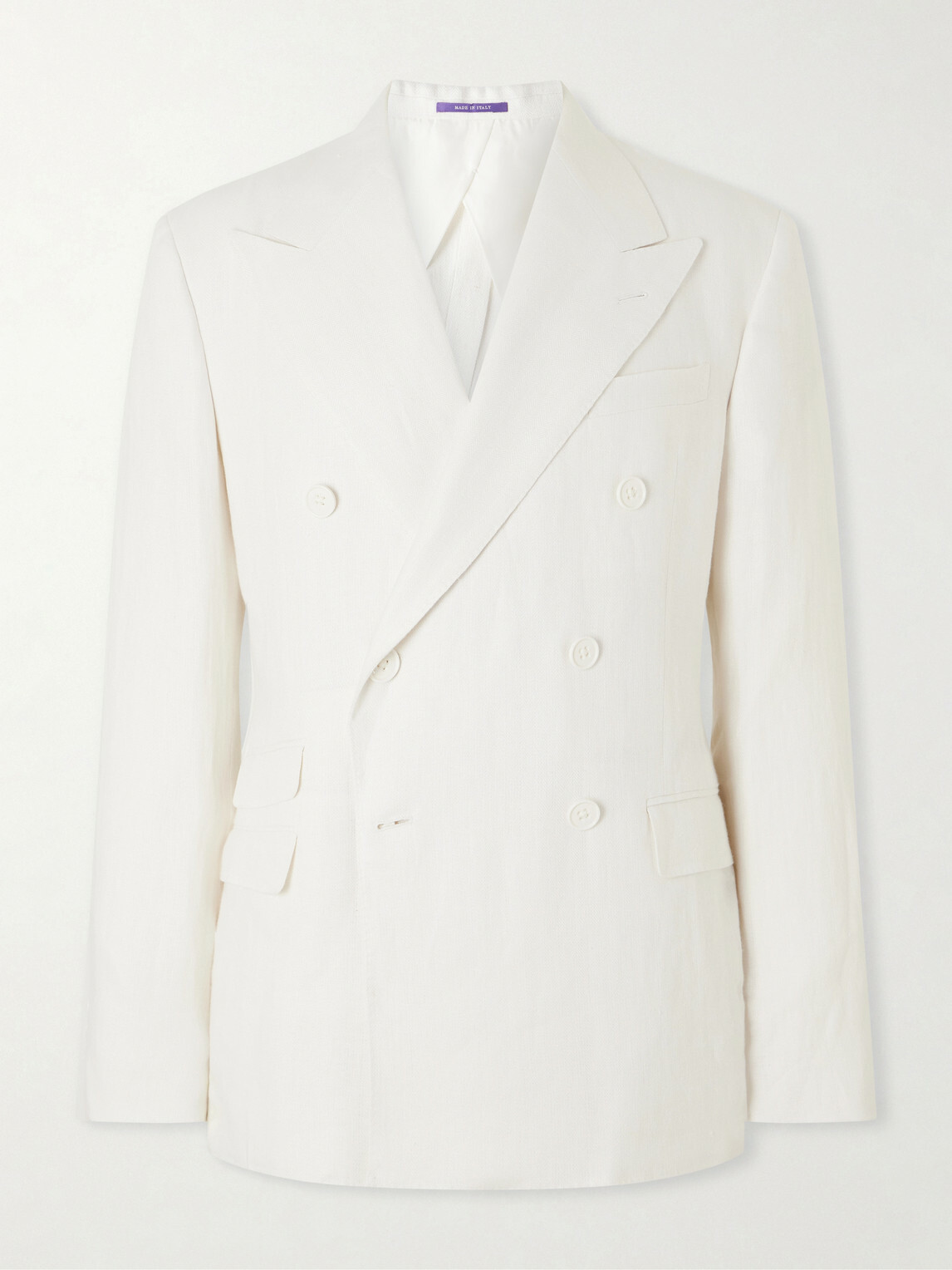 Ralph Lauren Purple label - Double-Breasted Herringbone Linen Suit Jacket - White
