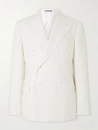Ralph Lauren Purple label - Double-Breasted Herringbone Linen Suit Jacket - White
