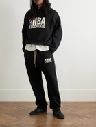 FEAR OF GOD ESSENTIALS - NBA Cropped Appliquéd Cotton-Blend Jersey Hoodie - Black