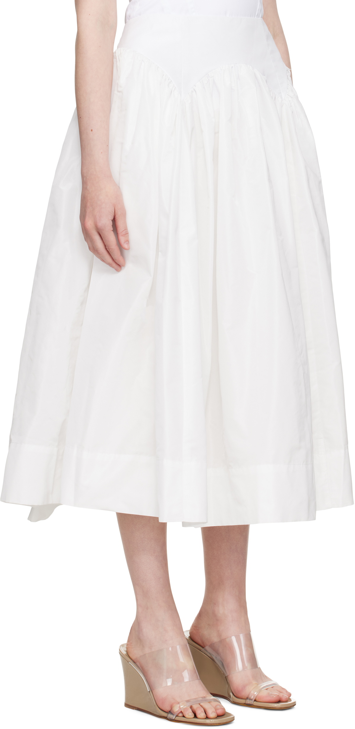 Sandy Liang White Torcello Midi Skirt