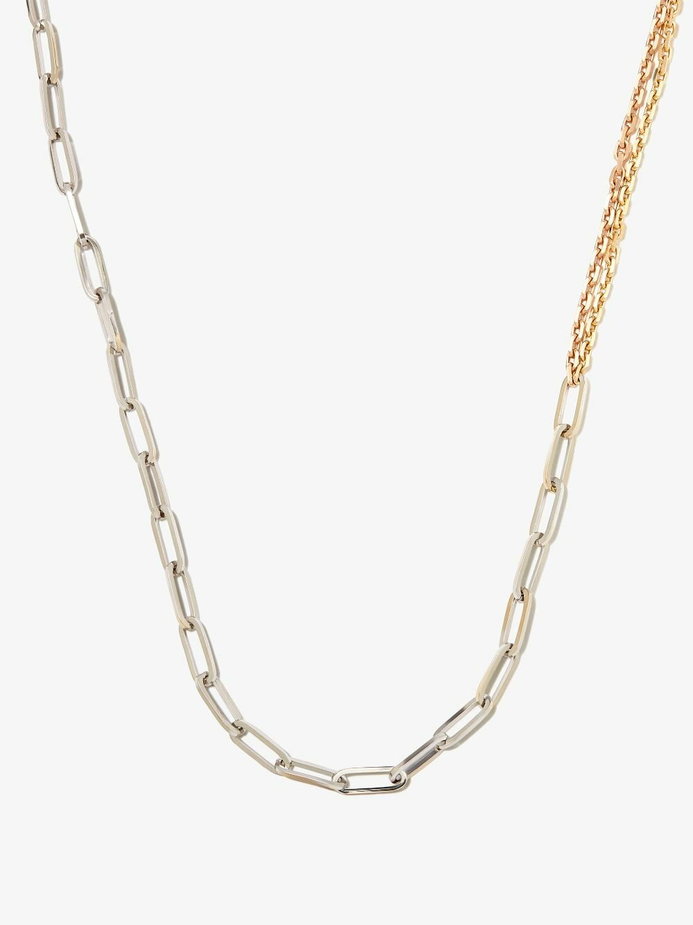 Yvonne Léon 18K White And Yellow Gold Collier Solitaire Boucle Chain Necklace