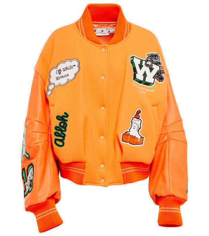 Photo: Off-White - Appliqué wool-blend bomber jacket