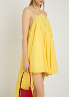 Jacquemus La Triangle Courte Asymmetric Cotton-blend Mini Dress Yellow