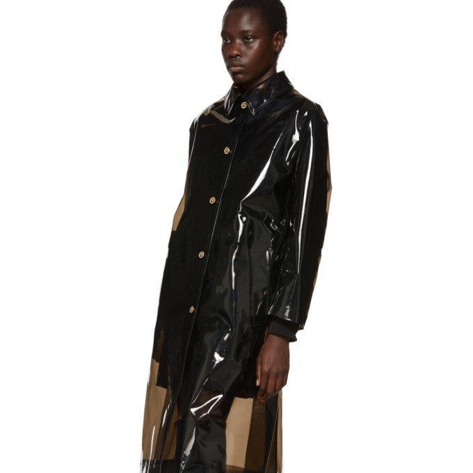 Versace Black Transparent Trench Coat Versace